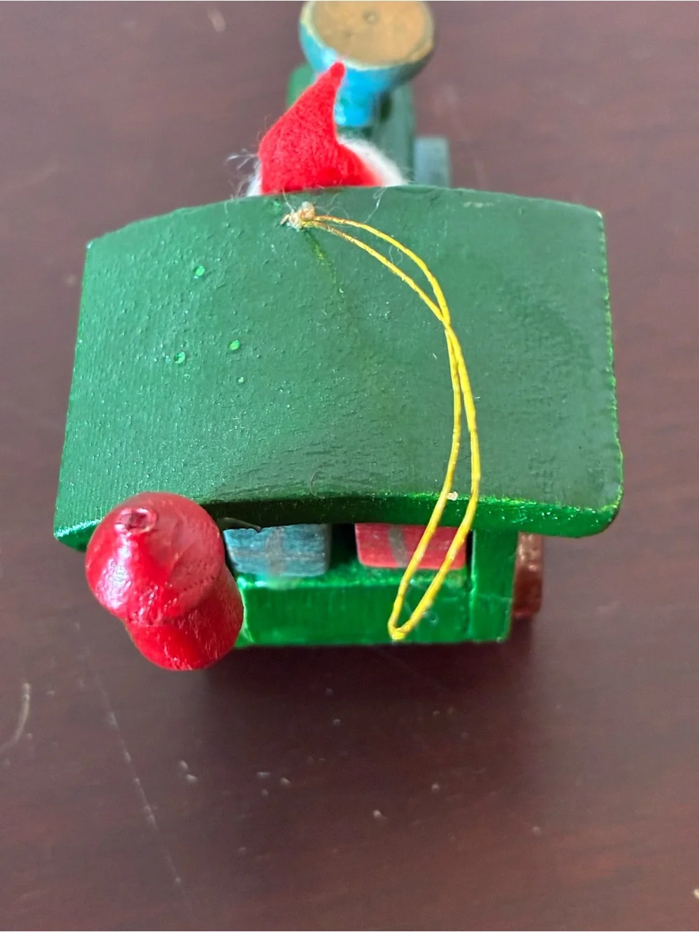 Vintage Russ Berrie Wooden Christmas Train Ornament, Made in Taiwan